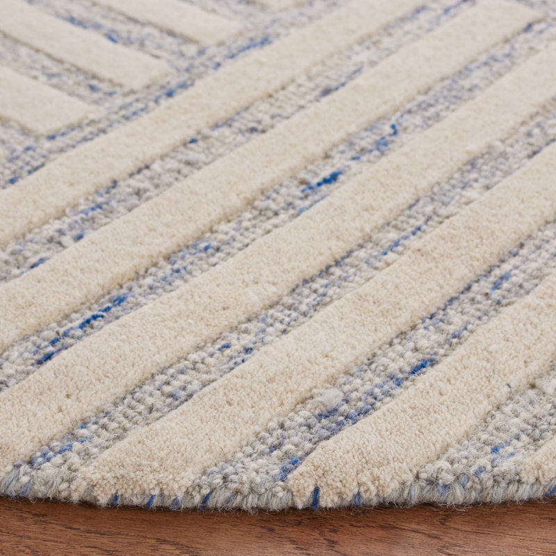 Asgari Wool Striped Indoor Rug, Round 6'