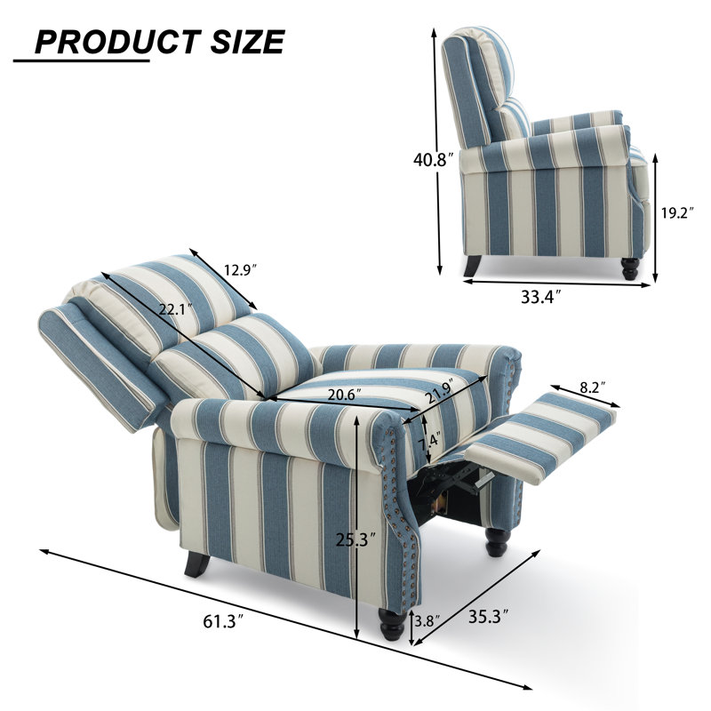Fauteuil inclinable manuel Ameiah, Rayures bleu marine