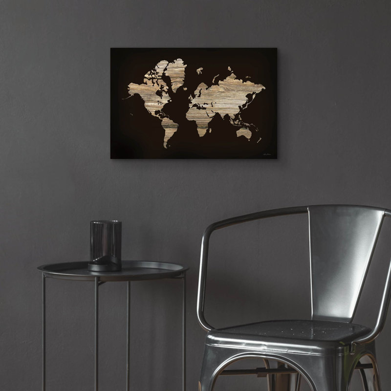  «Wood World Map» par Lori Deiter, art mural en verre acrylique, 24 po x 16 po, H 16 po x l 24 po