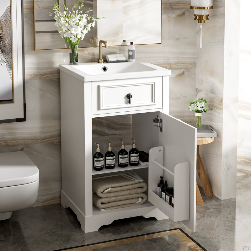 Meuble-lavabo de 20 pouces avec lavabo en céramique, Blanc