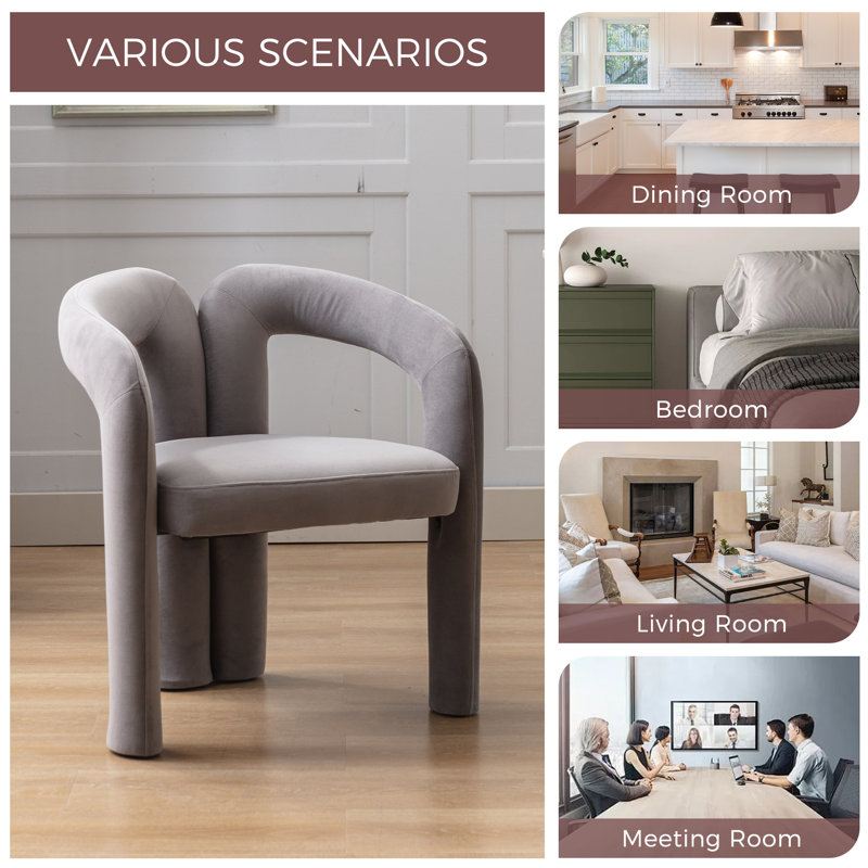 Ensemble de 2 fauteuils d'appoint / de salle à manger / de barils en tissu de velours de conception contemporaine (velours gris)