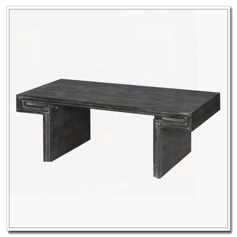 Table basse rétro, texture bois, Noir antique