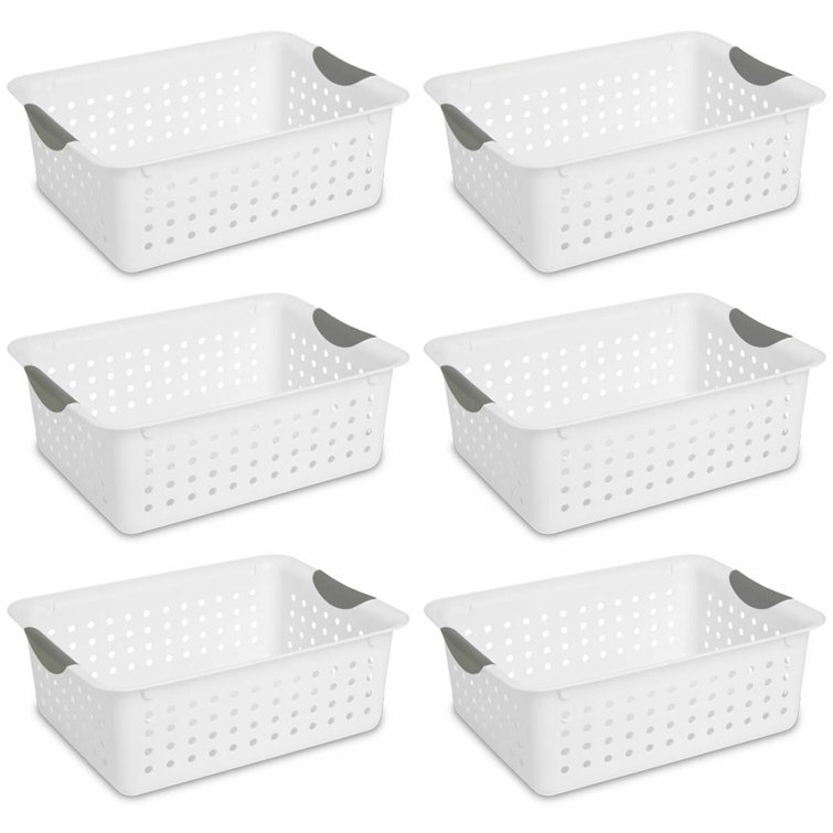 Sterilite Plastic Storage Organizer Basket with Handles (Set of 6)