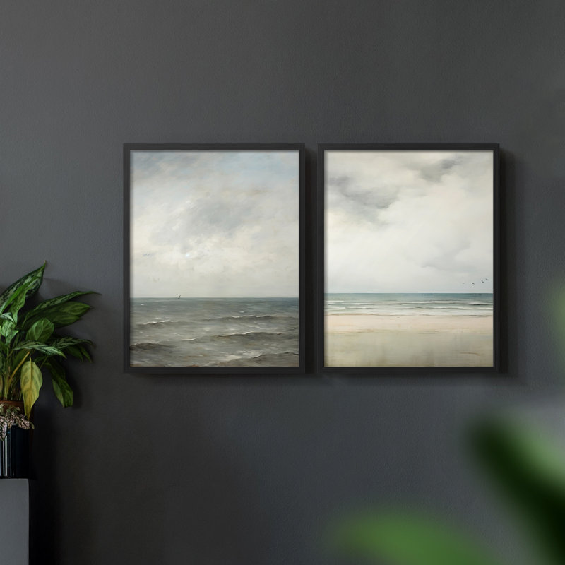 Vintage nAUTICAL V - impression giclée encadrée - ensemble de 2, Noir, noir, noir, noir, H 12 po x l 30 po
