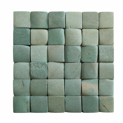 CNK Tile Sea Green Pebble Square Mosaic Tile 2"X2"