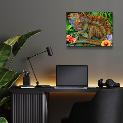 «Iguana» par Tim Jeffs, art mural acrylique, 16 po x 12 po