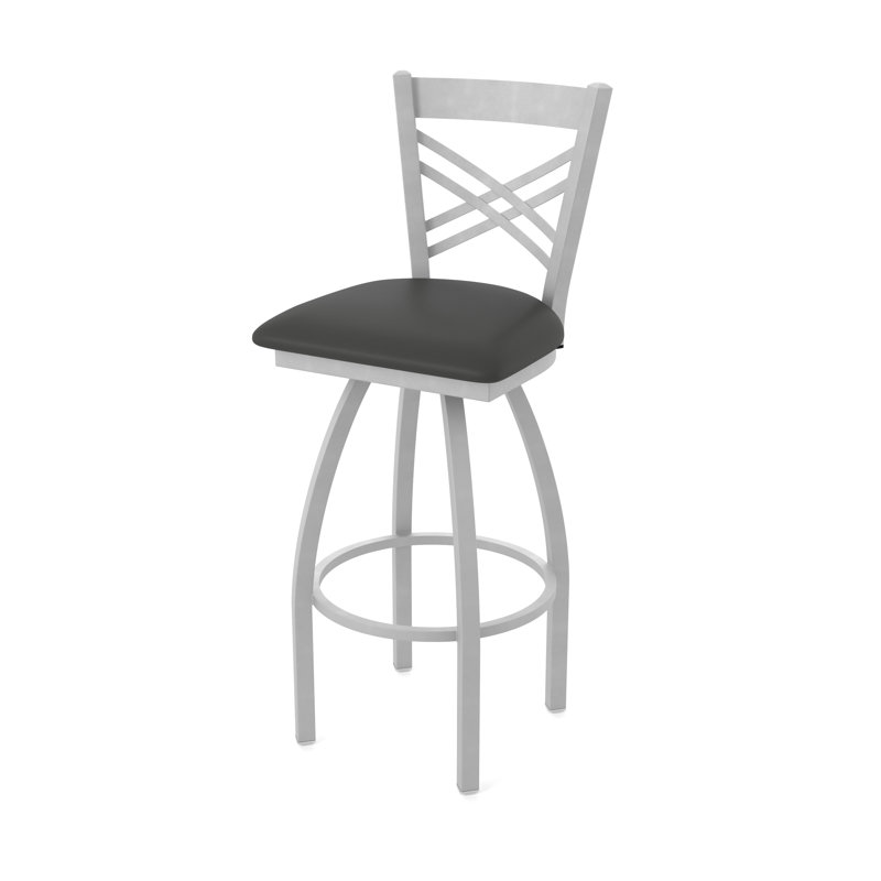 Tabouret pivotant 820 Catalina, Nickel anodisé, Vinyle - fer Canter, Tabouret de bar (siège d'une hauteur de 30 po)