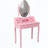 Pink Princess Vanity Desk Set with LED Light Mirror, 4 Drawers and Stool-801802205