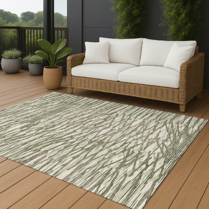 Machine Washable Indoor/Outdoor Chantille ACN2771 Modern Rug, Olive, 9' x 12'