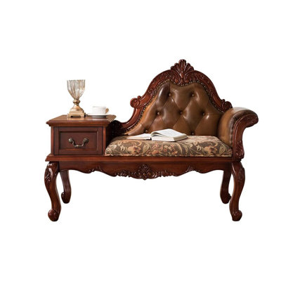 51.18"American-style solid wood brown queen-sized telephone chair