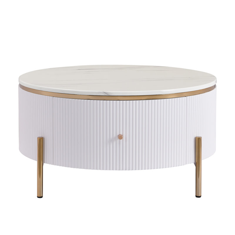Table basse moderne avec 2 grands tiroirs de rangement Modern (31,5 po), Blanc