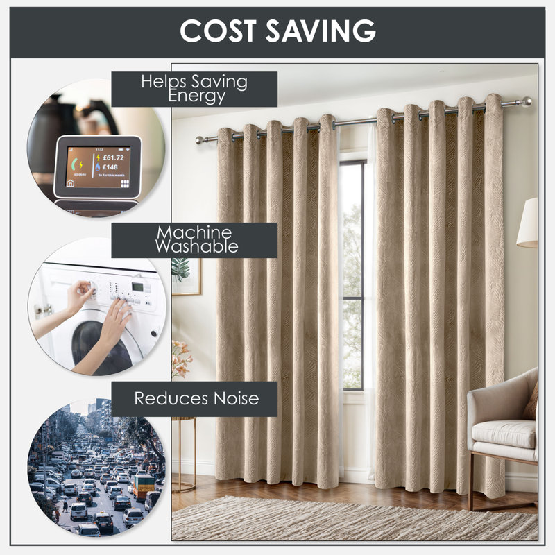 Wiburgh Blackout Curtain Panel Pair, 116cm Width x 137cm Drop, Beige