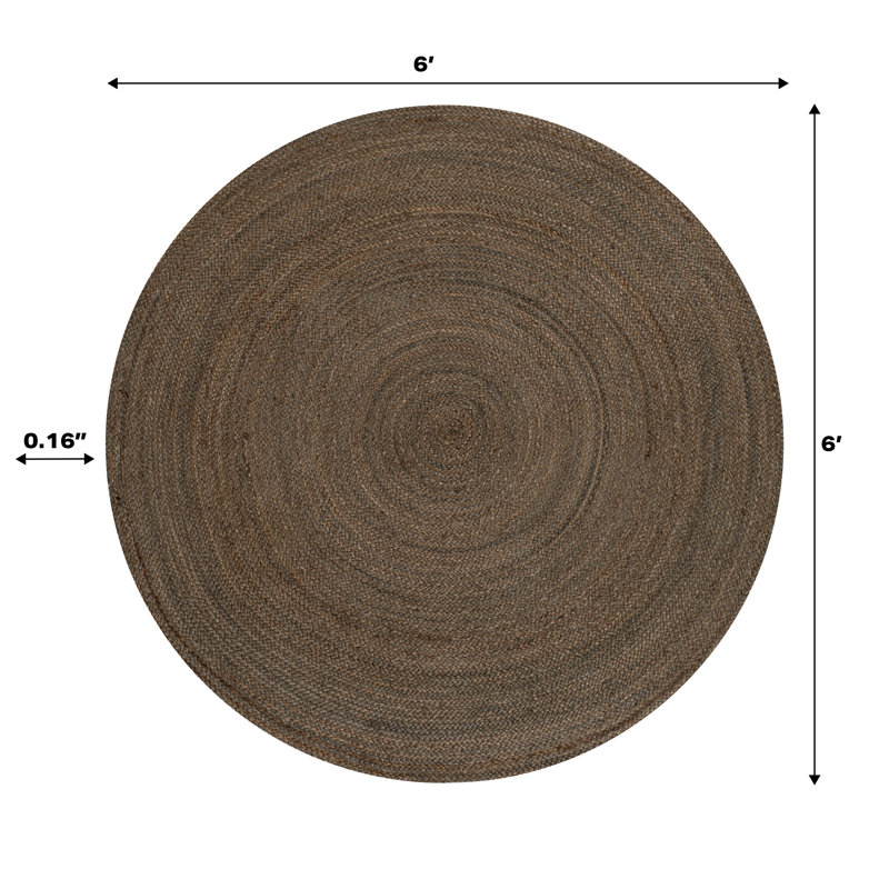 Tapis brun rond en jute tressé Marguis, Rond 6 pi