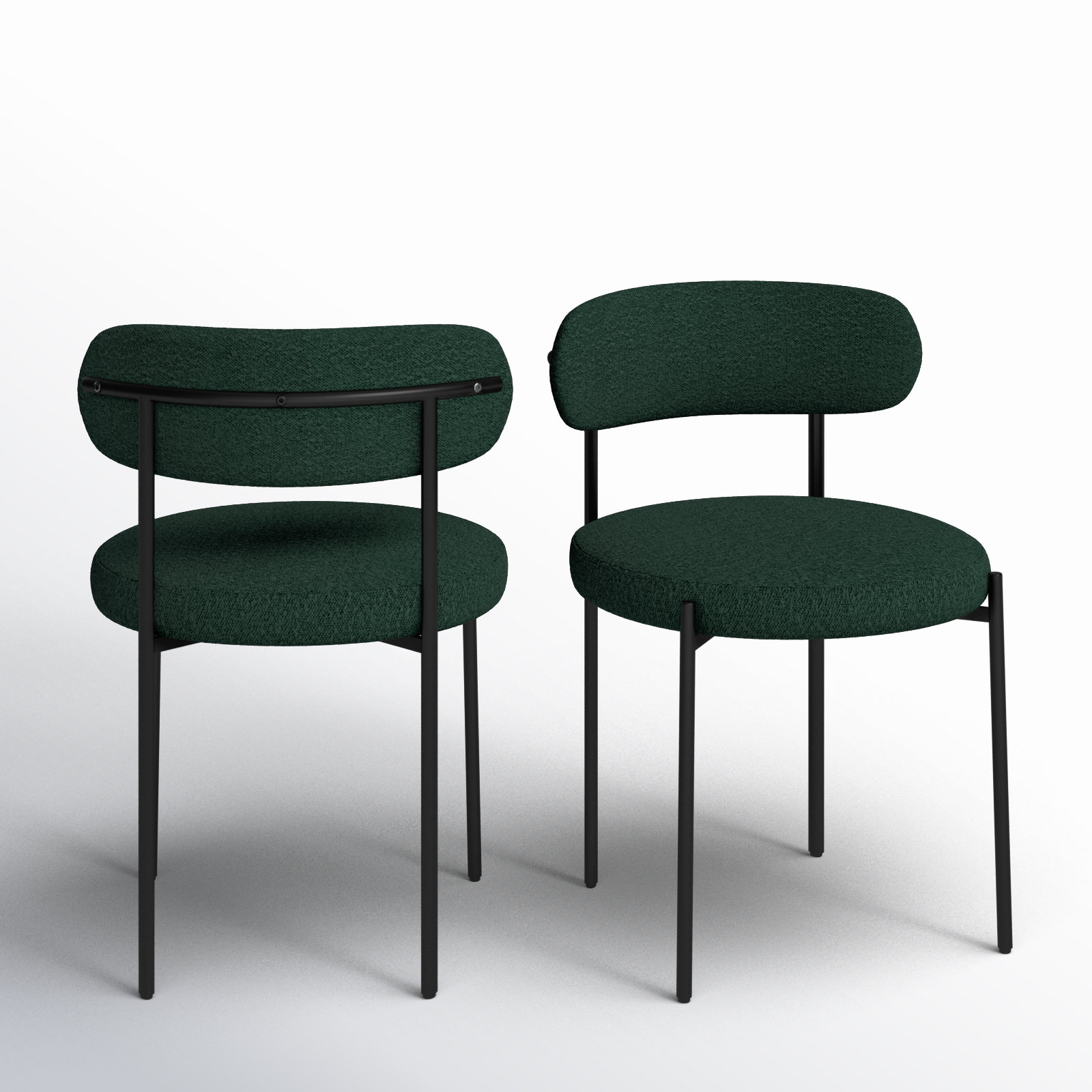 Sherwood Dining Chair, Green Boucle, Matte Black