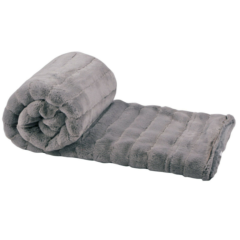 Jeté en molleton doux Meilani, Gris argenté