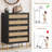 Rattan 5 Drawer Dresser, 44'' Farmhouse Wooden Vertical Dresser, Black