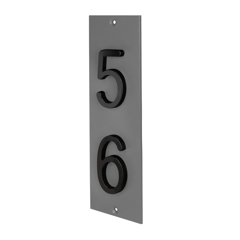 Plaque d'adresse verticale en aluminium Royal Shade, Noir, Oui, Gris