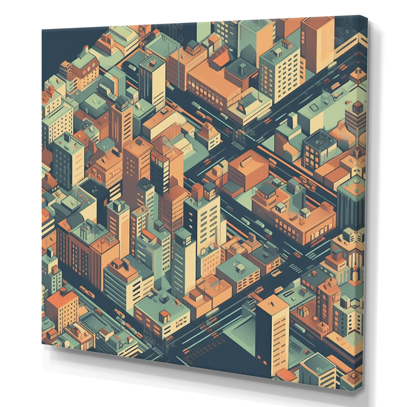 «Orange and Green Urban Abstractions», reproduction sur toile encadrée, H 16 po x l 16 po x P 1 po, Toile tendue