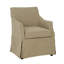 Chaise à accoudoirs entièrement rembourrée et à jupe beige avec accoudoirs rembourrés cachés et confortables pour la salle à manger, glissement en douceur discret, coussin de siège à double couche en mousse