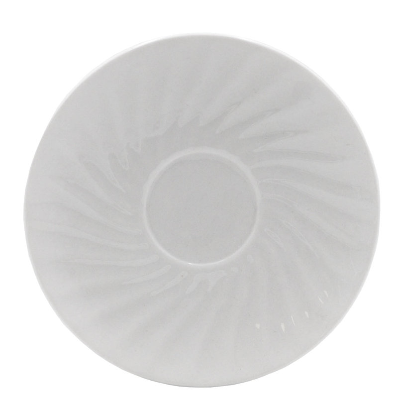 Hertford 6-Inch White Porcelain Embossed Swirl Saucer (Set of 6)
