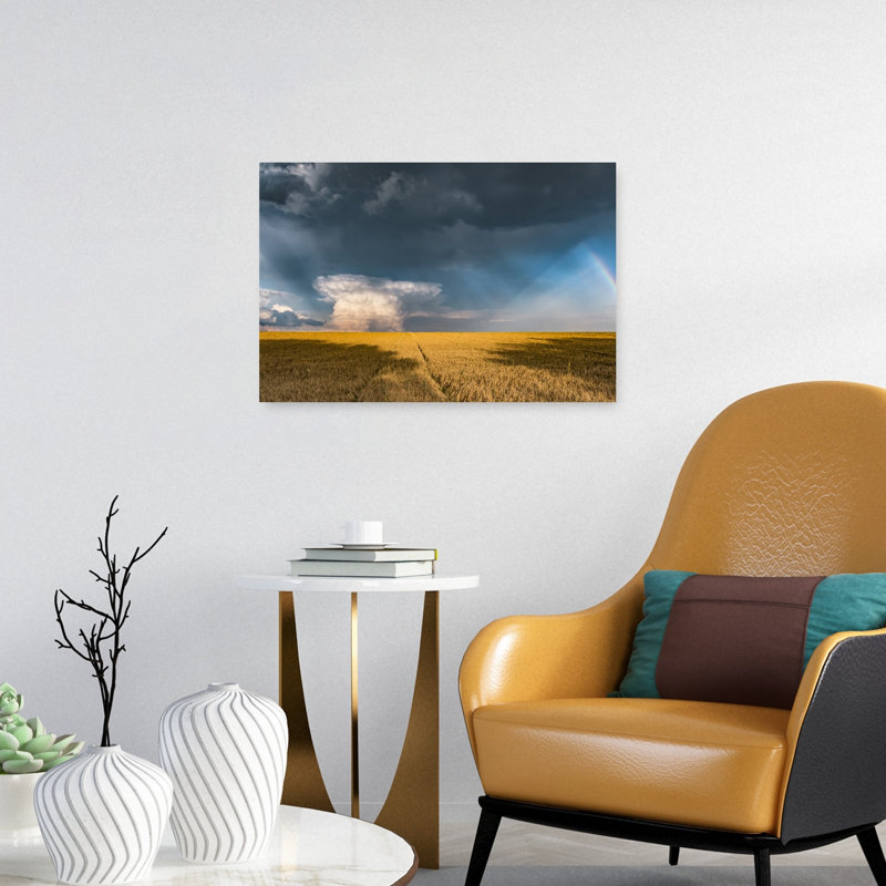 «And And Thunder», art contemporain mural, paysage abstrait, H 16 po x l 24 po