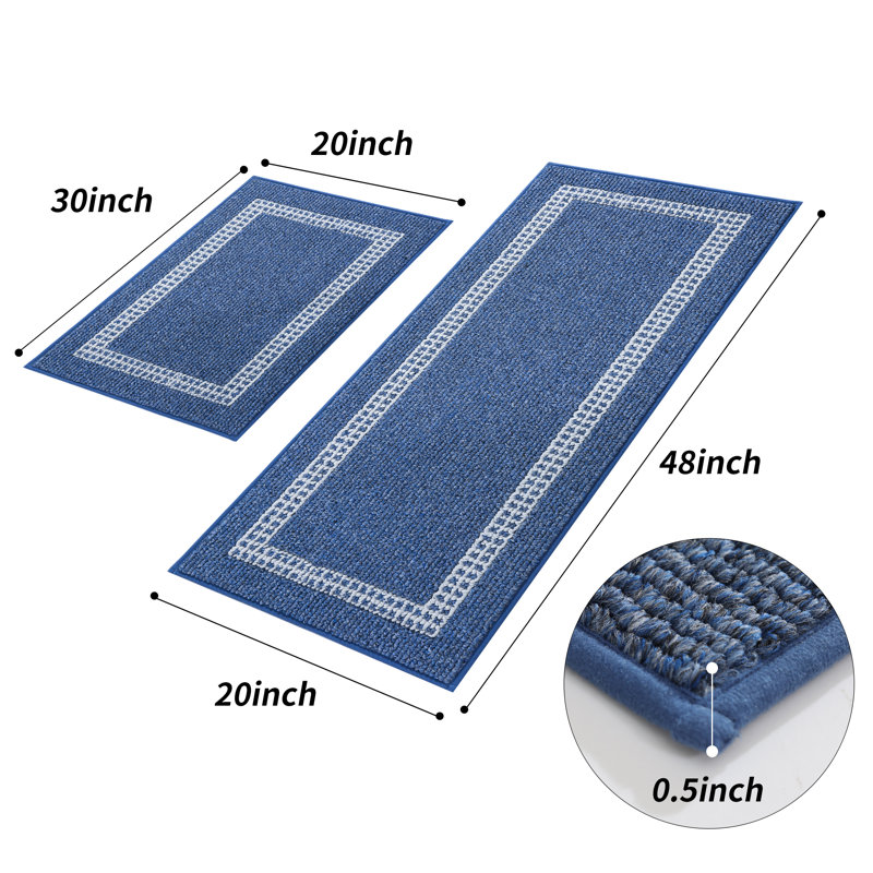 Xamiera Washable Kitchen Mat (Set of 2), Blue