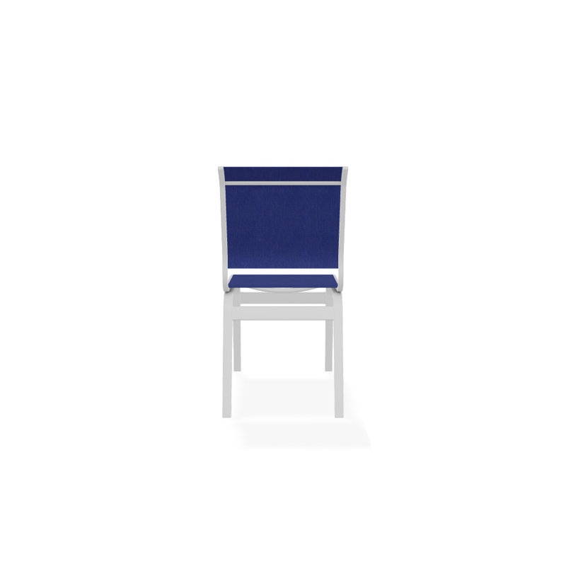 Chaise d'appoint de salle à manger Hiraku, Atlantis bleu royal Sunbrella®, Blanc texturé