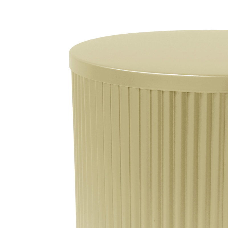 Golden Round Side Table With Vertical Stripes