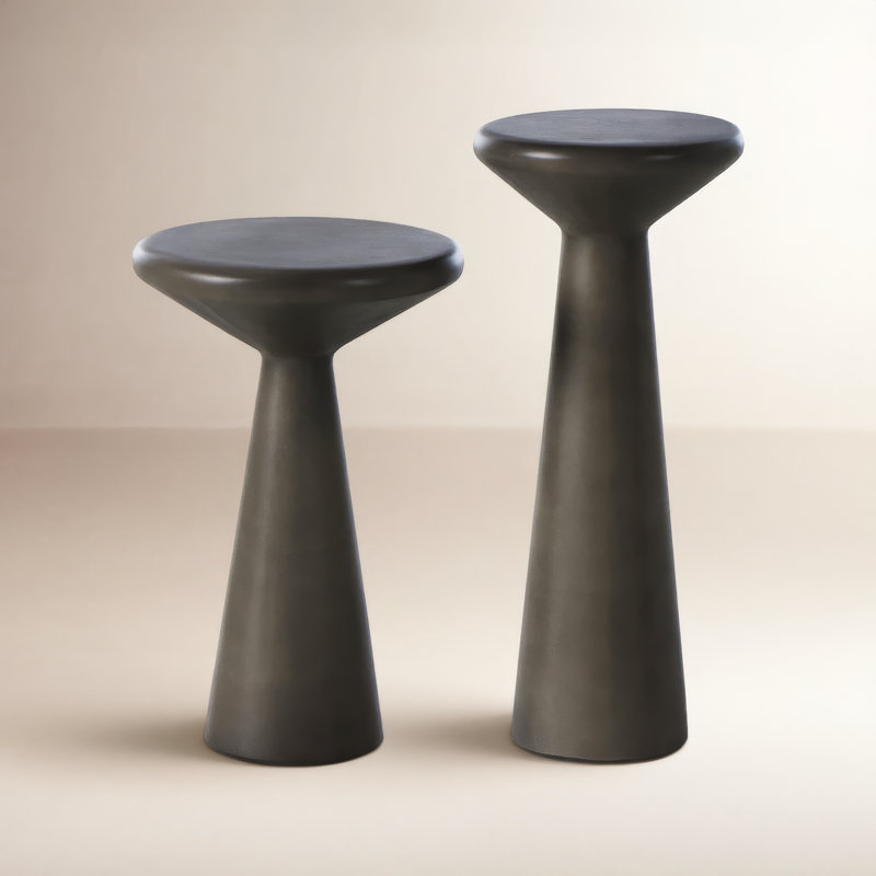 Asuna Concrete Top Nesting Tables, Dark Gray