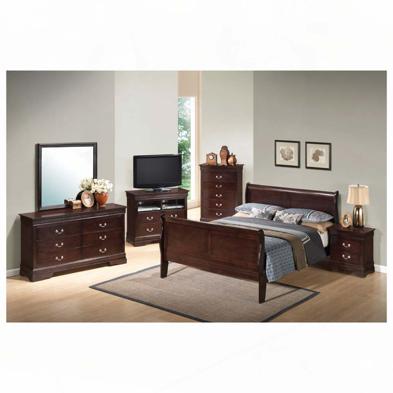 Lit traditionnel en bois, Lit double, Cappuccino