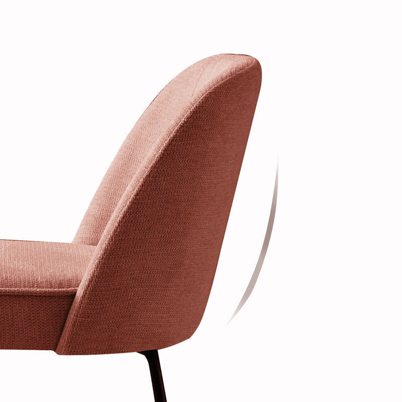Phillipe Modern Fabric Upholstered Dining Chair with Spring, Rose