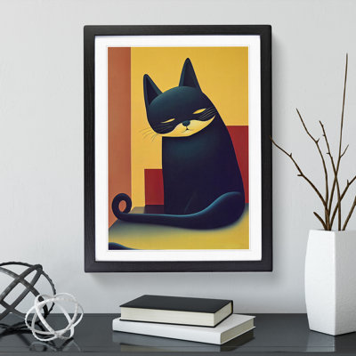 Sitting Cat Abstract - Framed Print