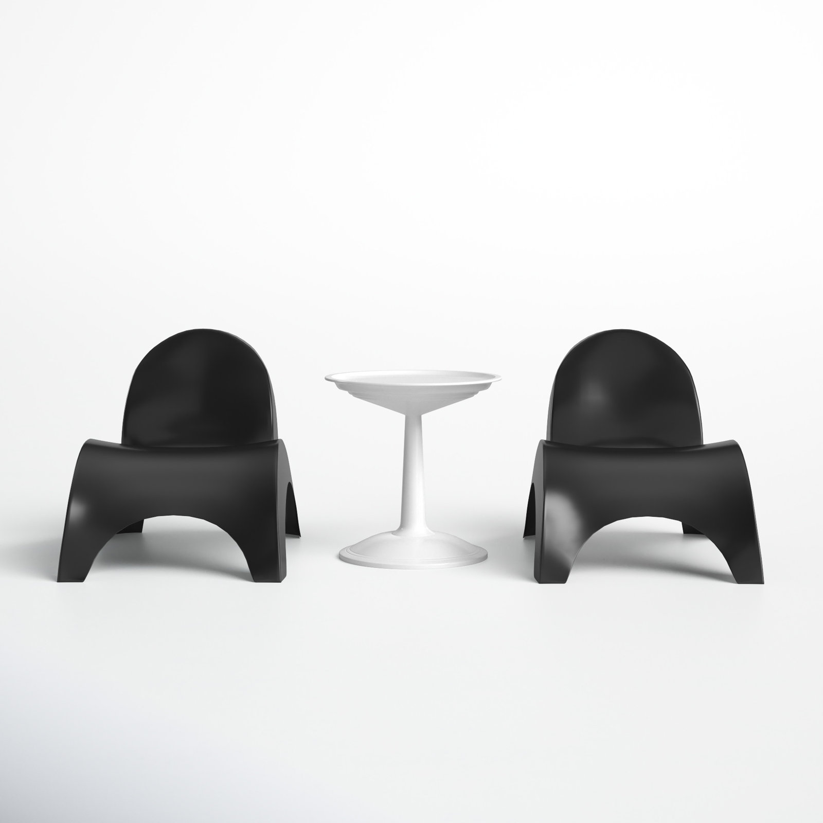 Ameswood Plastic Chaise Lounge Set with Table, Black/White