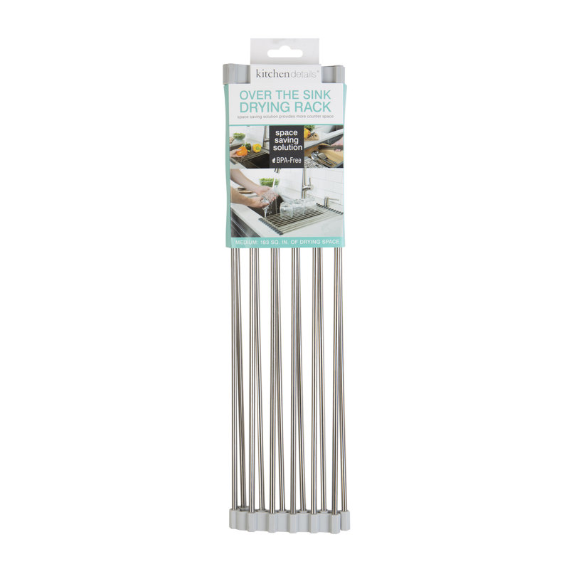 Gray Stainless Steel Roll Up Over Sink Drying Rack