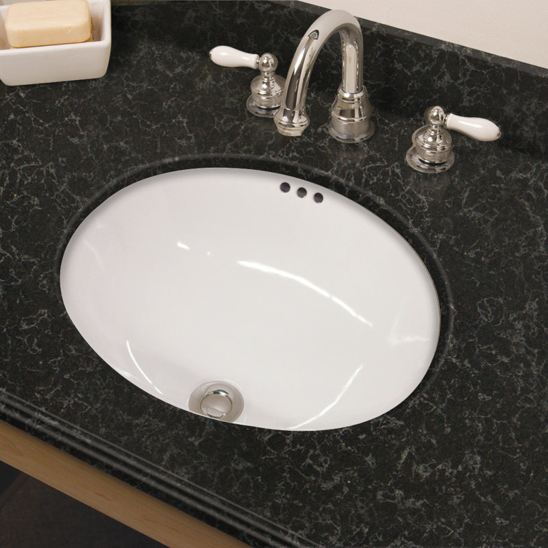 Lavabo de salle de bain ovale encastré blanc en porcelaine vitreuse Madison