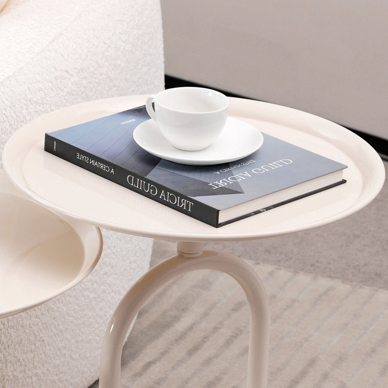 Lantern-shaped Metal End Table, 24.00"H x 17.70"W x 17.70"D, Cream White