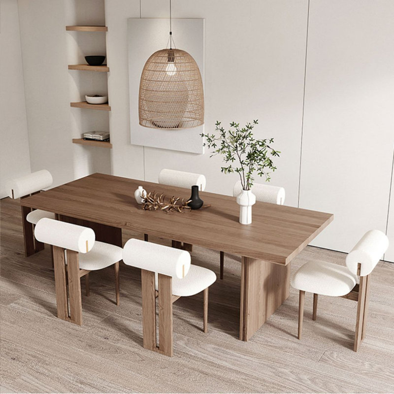 Bobb 6 - Person Nut-brown Rectangular Solid Wood Dining Table Set, 29.53" H x 62.99" W x 27.56" D, Nut Brown