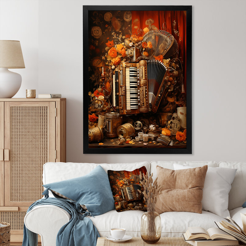 Soufflet soufflé ambre antique sur toile, H 44 po x l 34 po x P 1,5 po, Cadre simple noir