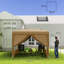 3 X 3m Pop Up Gazebo In Khaki, Weather & Uv Resistant Outdoor Canopy Tent With 4 Removable Sidewalls, Zipped Doors & Windows, Steel Frame And Portable Carry Bag
