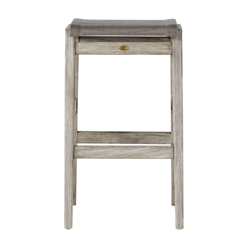 Coast Patio Bar Stool, Oyster Teak Frame/Gray Sling
