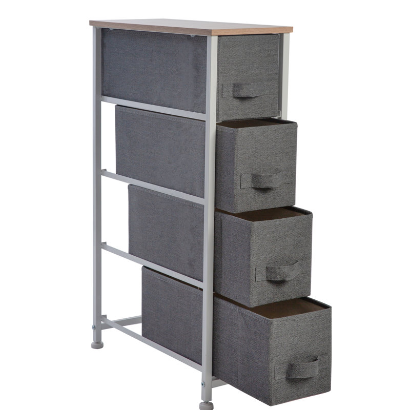 Commode de rangement 4 tiroirs Oleary, Gris foncé