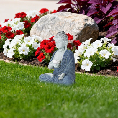 Statue solaire de jardin de Bouddha avec lumière Lotus