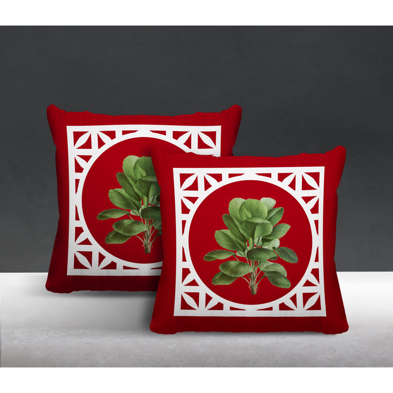 Housse et insert de coussin carré intérieur / extérieur , L 15 po x H 15 po, Rouge