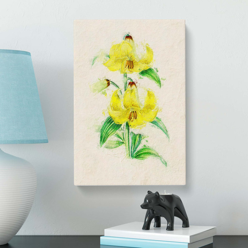Illustration Of Yellow Lilies - Wrapped Canvas, 50cm H x 35cm W x 3cm D