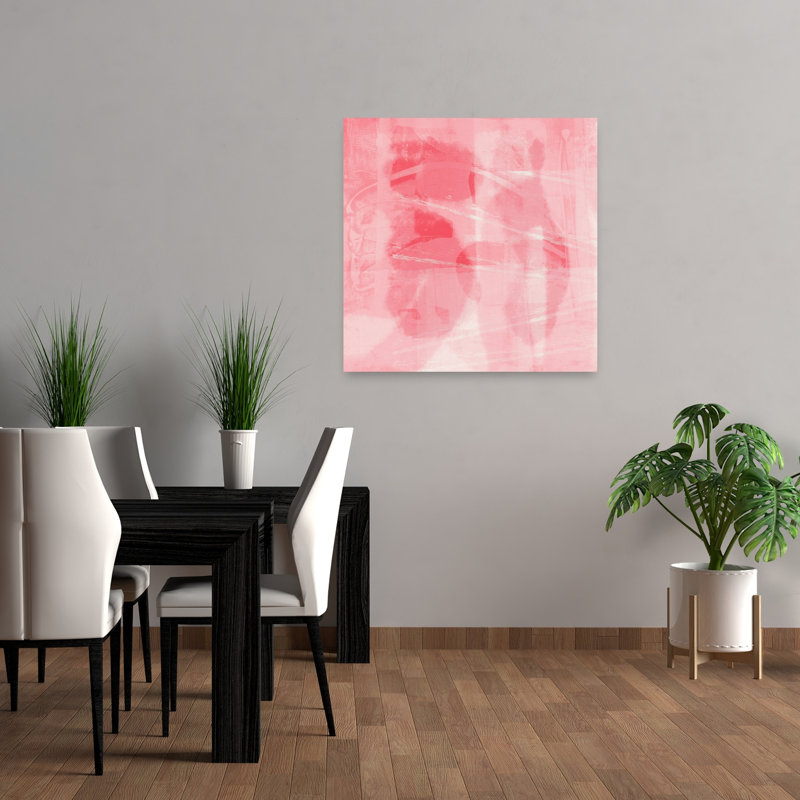 Soft Pink Abstract Flow Abstract Contemporary Delicate Wall Art Print 1 Piece Wrapped Canvas Wall Art, 91.44cm H x 91.44cm W
