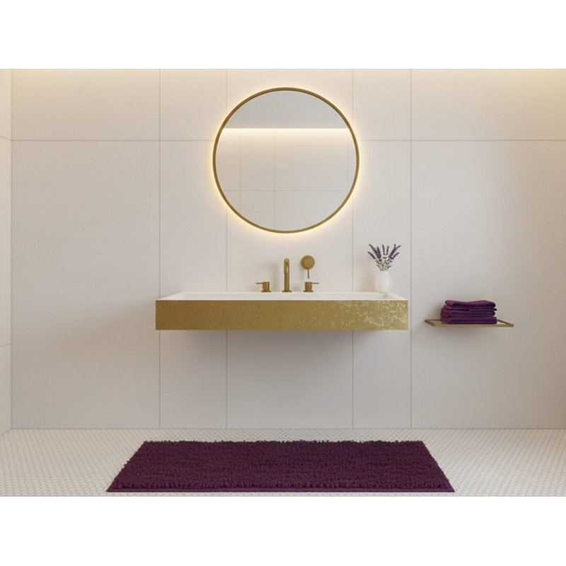 Vast Studio 39.4” L x  18.9” W Wall-Mounted Rectangular Bathroom Sink –Aged Brass/White Elevated Concrete, Brass/White