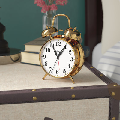 Modern & Contemporary Analog Metal Quartz Movement / Crystal Tabletop Clock with Alarm