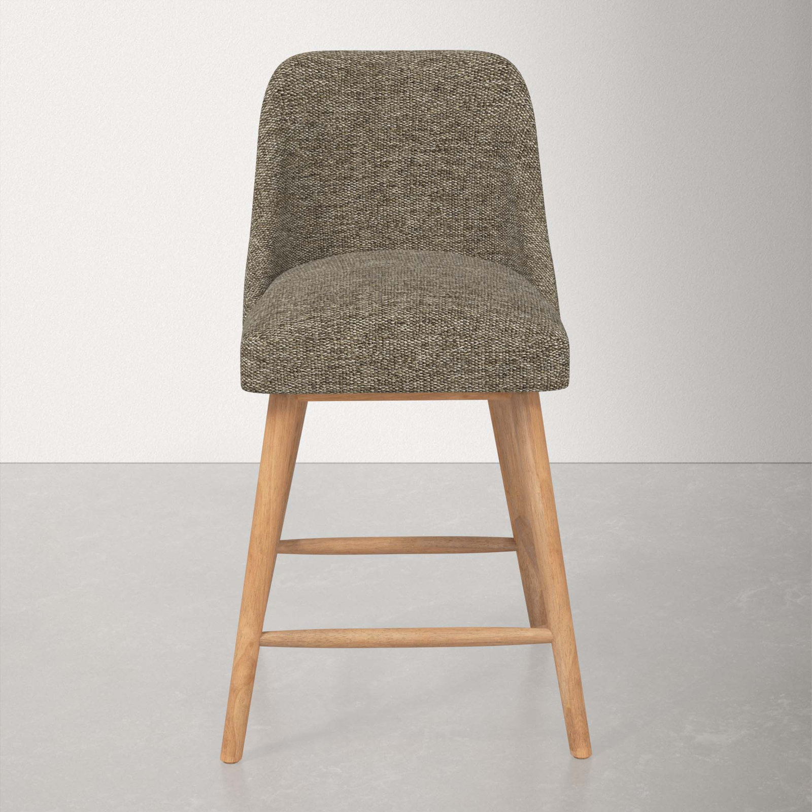 Gallie Stool, Natural Wood, Counter Stool (27" Seat Height), Milsap Granite Sustain® Tweed