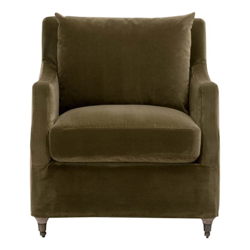 Fauteuil club en velours Jade Olive