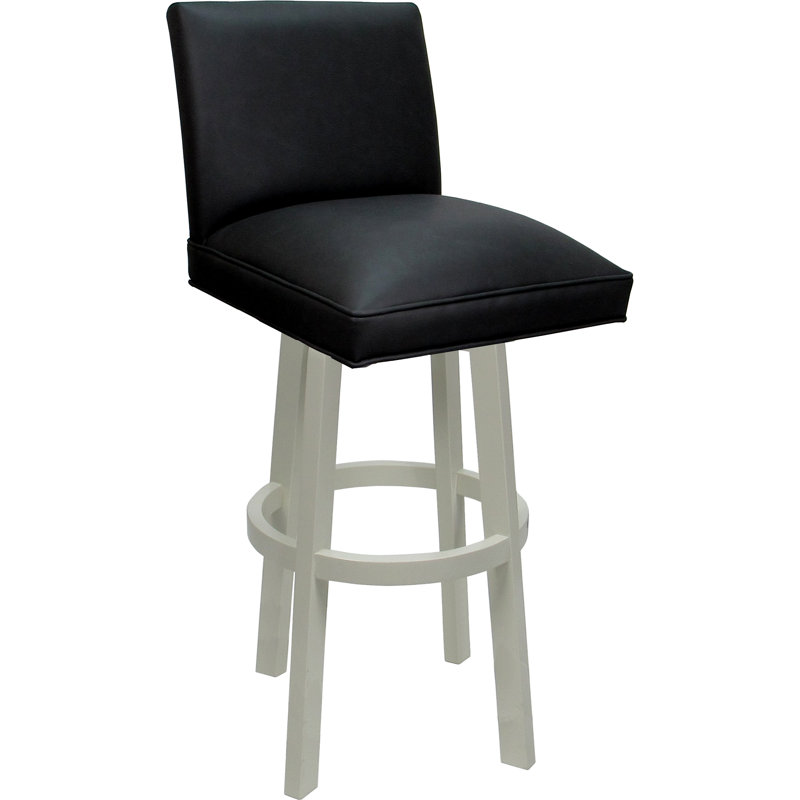 Tabouret de comptoir pivotant en bois - siège d'une hauteur de 26 po, Siège noir / base blanche